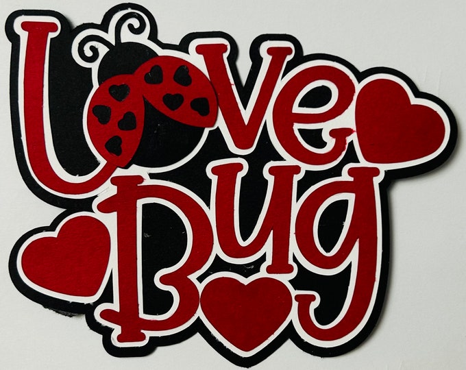 Valentine Title Embellishment, Die Cut Handmade Paper, Piecing for