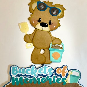 Beach Bear scrapbook handmade hand pieced embellishment die cuts