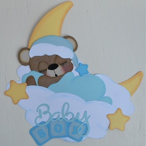 Baby Newborn Boy Handmade Scrapbook Title Embellishment Die Cut 4 Cards Scrapbook Pages