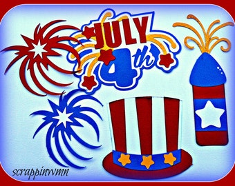 Fourth of July Scrapbook Premade Handmade Embellishments Die Cut