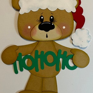 Christmas Bear Hand Pieced Embellishment Die Cut 4 Scrapbook Pages