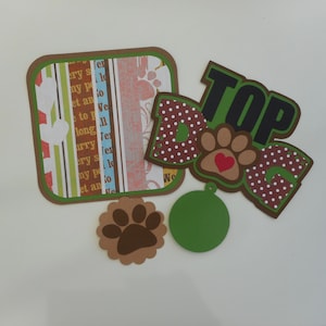 Dog Title Handmade Embellishment Die Cut 4 Cards Scrapbook Pages