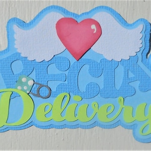 Handmade 'Special Delivery' Scrapbook Die Cut: Baby Card Embellishment
