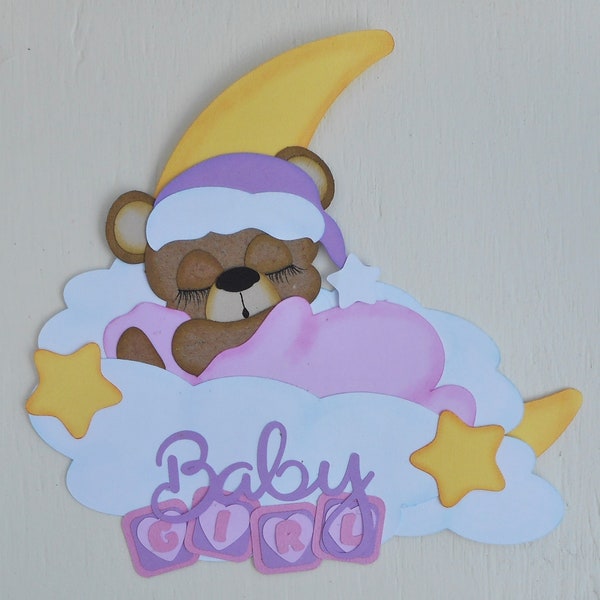 Baby Girl Newborn Handmade Premade Scrapbook Page Embellishment Die Cuts