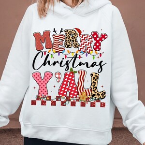 Merry Christmas Y&#39;ALL Png, Comfort Colors Png, Christmas Leopard Png, Sublimation Designs