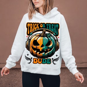 Cara de calabaza de Halloween (PNG), diseño de sublimación de "Truco o trato", letras lindas (PNG), citas de Halloween