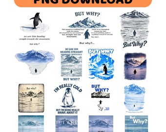 Nihilistische pinguïn, png, sarcastisch humorontwerp (digitale download)