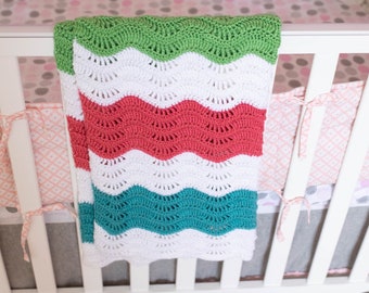 Mönster för virkad Chevron-babyfilt: Enkel Ripple Afghan (PDF-mönster)