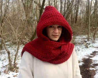 Crochet hooded scarf pattern, crochet scoodie pattern, crochet scarf pattern, crochet scarf with hood pattern, crochet chunky scarf