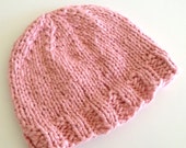 Pink baby hat, pink baby beanie, pink knit hat, pink newborn hat, newborn knit hat, organic cotton baby hat, knit infant hat,coming home hat