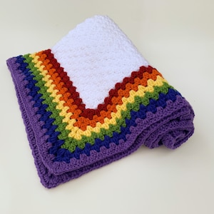 Rainbow Baby Blanket Crochet Pattern: C2C Granny Square Afghan (PDF Pattern)