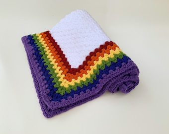 Rainbow baby blanket crochet pattern - c2c crochet pattern - crochet blanket pattern - granny square blanket - baby afghan pattern