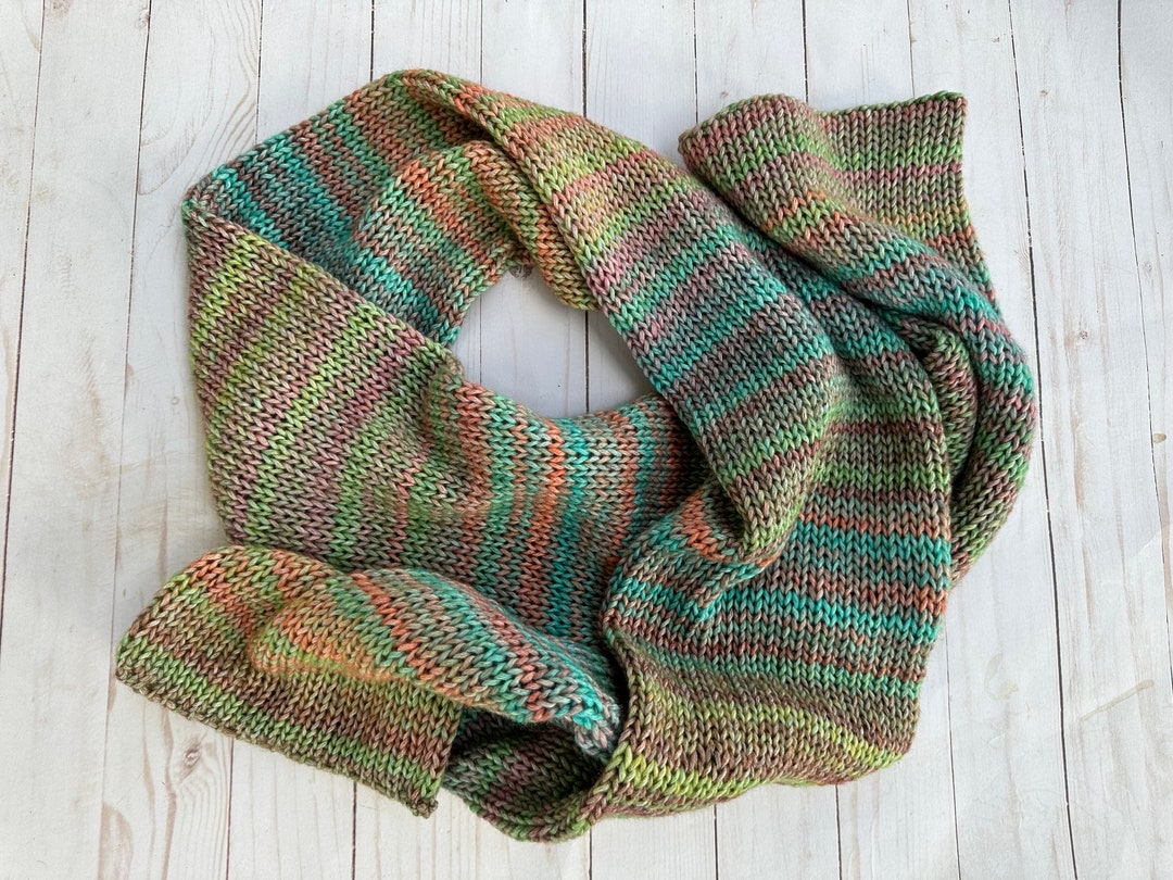 Hand Knitted Scarf Women's Knit Scarf Best Gift for Her Rainbow Winter ...