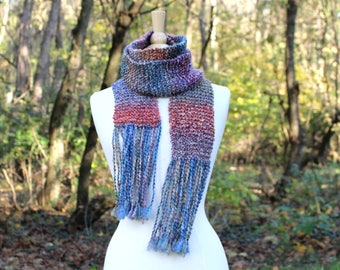 Knit scarf - knitted scarf women handmade - knit neck warmer - rainbow scarf - colorful knit scarf - long scarf for women - gift for sister