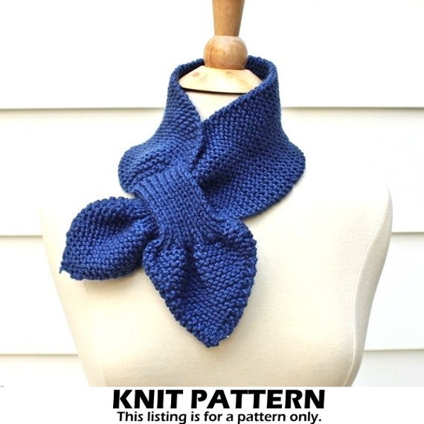 Keyhole scarf knitting pattern, knit ascot scarf pattern, unique knit pattern, knit neck warmer pattern, knit scarf pattern, scarflette