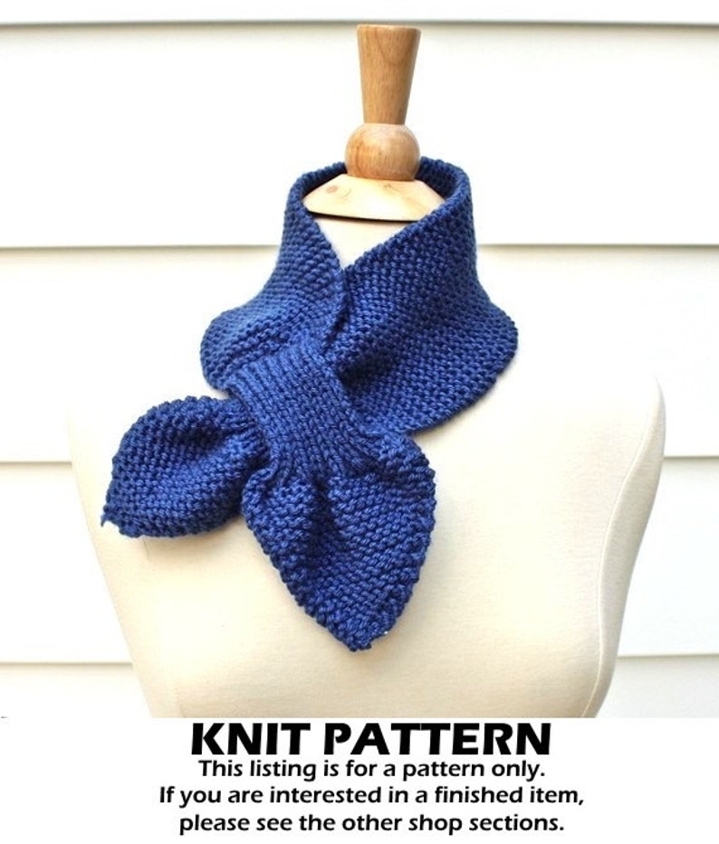 Keyhole Scarf Knitting Pattern Knit Ascot Scarf Pattern Etsy