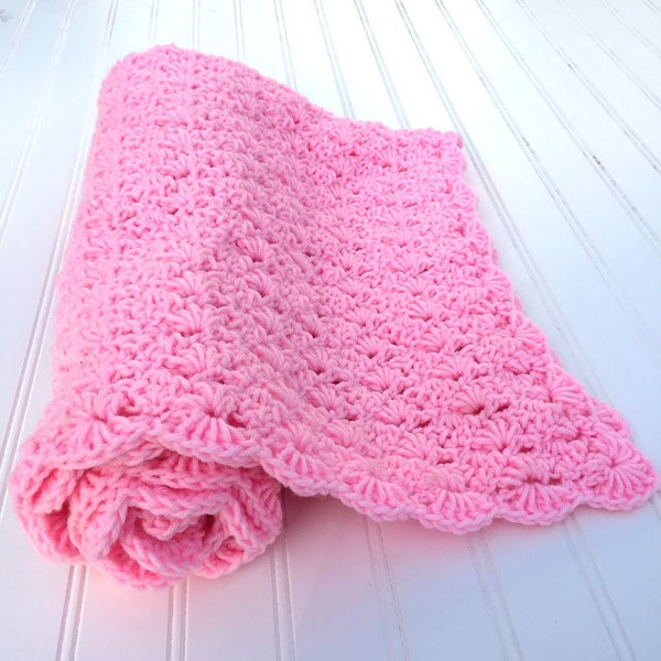 Baby blanket crochet pattern, easy crochet baby blanket, baby afghan pattern, baby blanket pattern, crochet shell stitch pattern