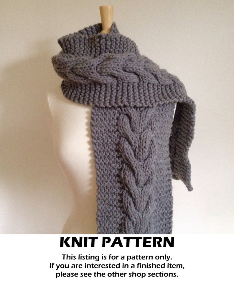 Cable Knit Scarf Pattern Cable Scarf Pattern Chunky Knit Etsy