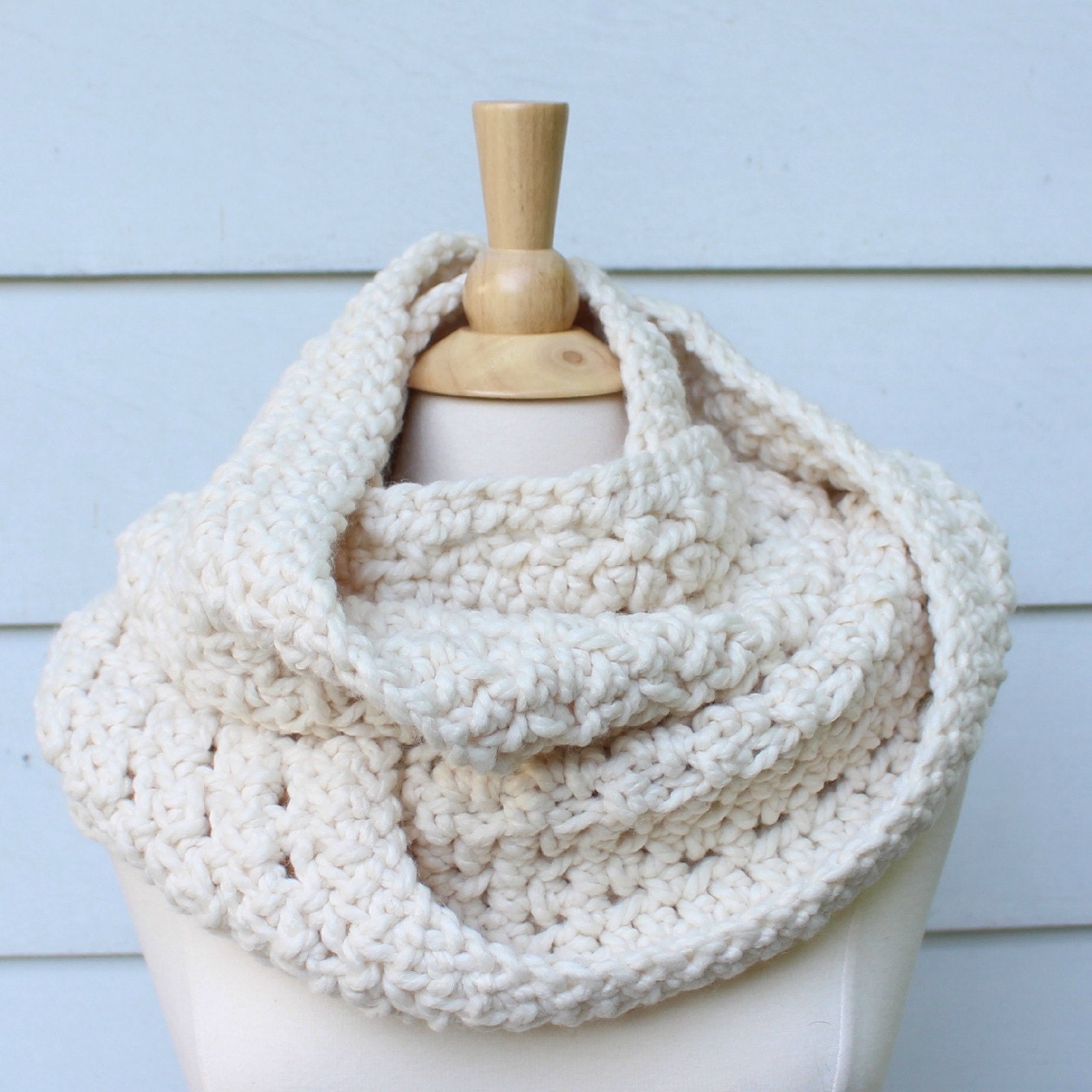 Cream Crochet Chunky Cowl Scarf: Oversized Wool Blend - Etsy