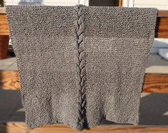 Knit baby blanket, knit baby afghan, custom baby blanket, gray knit blanket, blanket with cable, gray baby blanket, gender neutral blanket