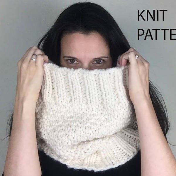 Cowl scarf knitting pattern, knit scarf pattern, knitted cowl pattern, oversized scarf, chunky knit scarf, oversized cowl instructions