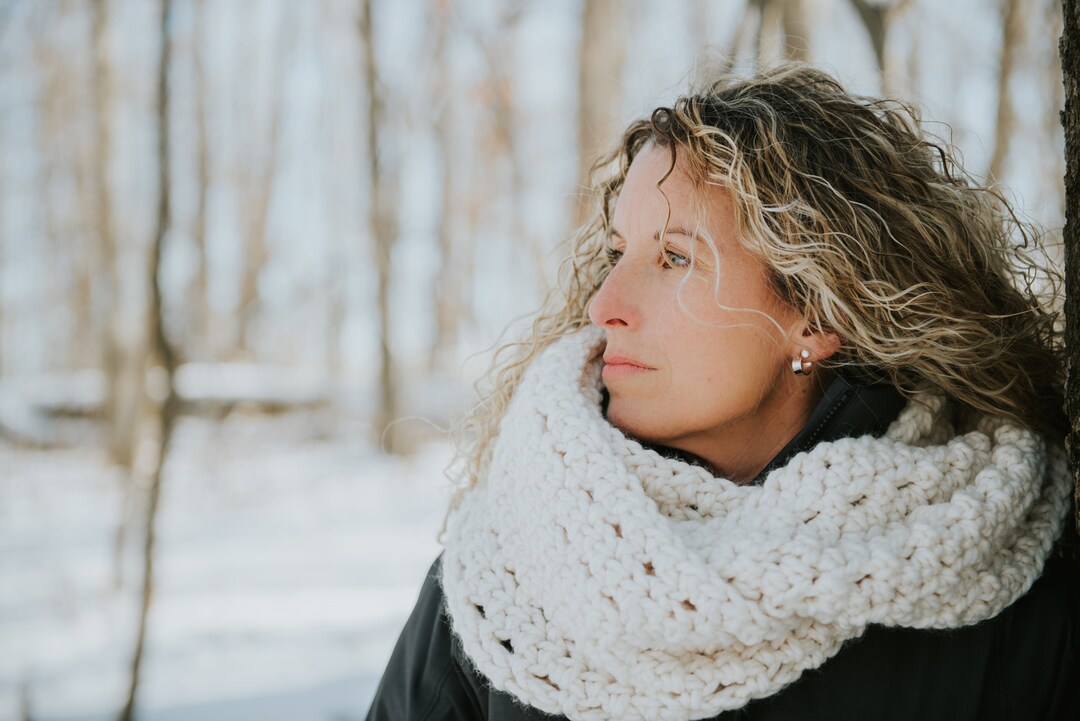 Cream Crochet Chunky Cowl Scarf: Oversized Wool Blend - Etsy