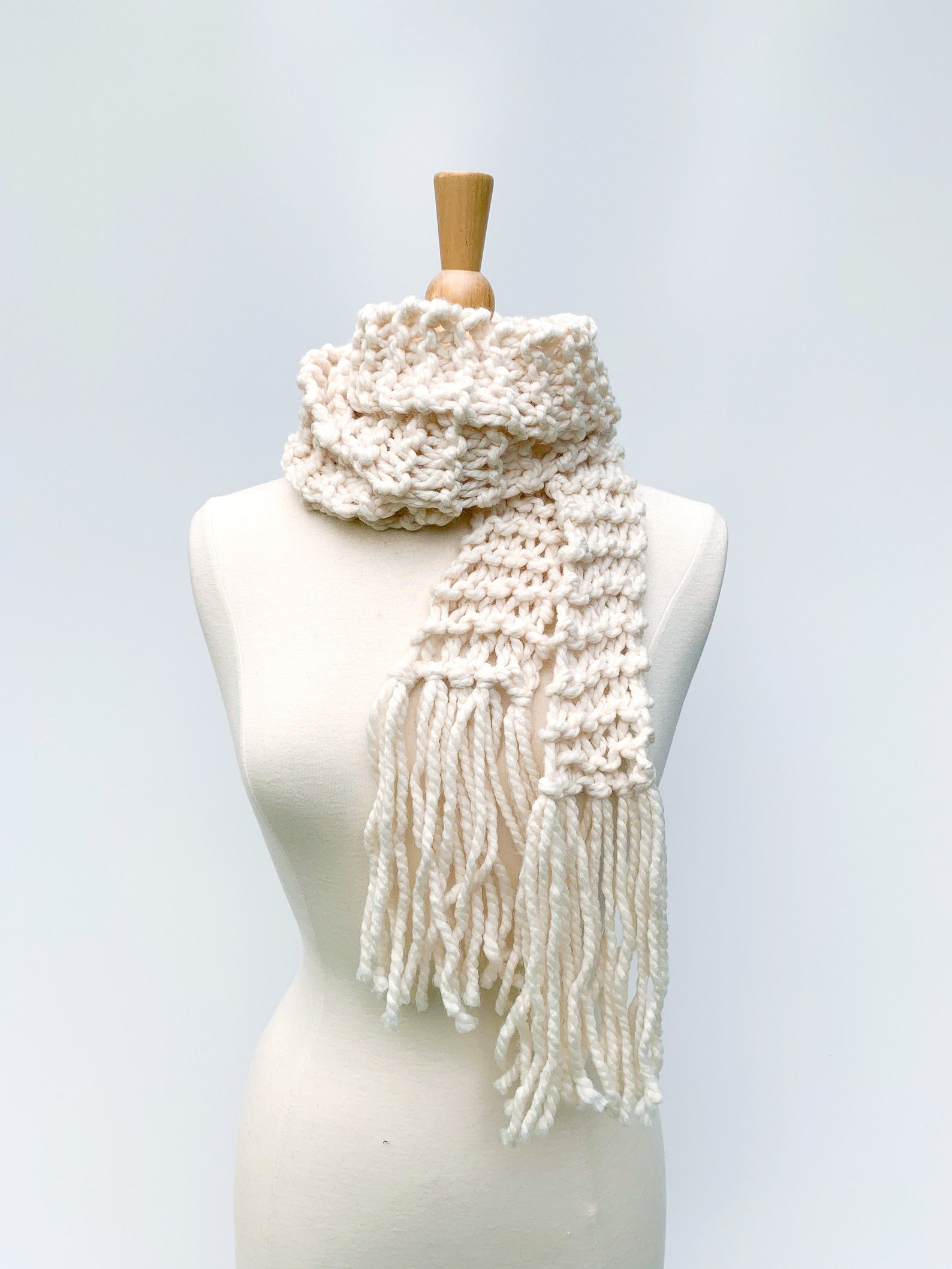 Cream Knit Skinny Scarf Long Skinny Scarf Long Scarf With Etsy