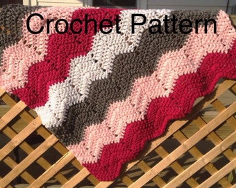 Virkmönster för Chevron-babyfilt: Enkel Ripple Afghan (PDF-mönster)