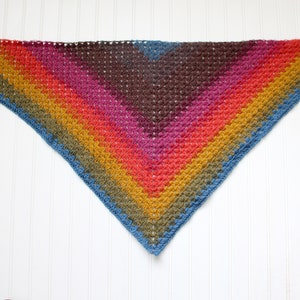 Rainbow Triangle Scarf Crocheted Gift for Her Knitted Gift for Mom Vegan friendly shawl Boho triangle shawl Chunky oversized scarf image 9