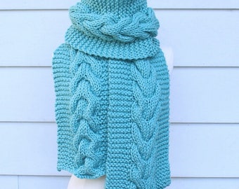 Cable knit scarf pattern, cable scarf pattern, chunky knit scarf pattern, knit cable scarf pattern, chunky cable scarf pattern