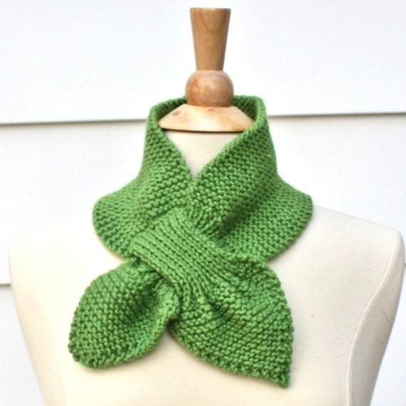 Spring green knit scarf keyhole scarf unique scarf warm | Etsy