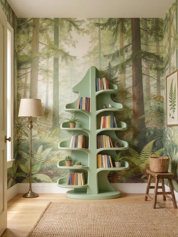 Tree Bookshelf for Kids Room | Montessori Wooden Book Storage Shelf
