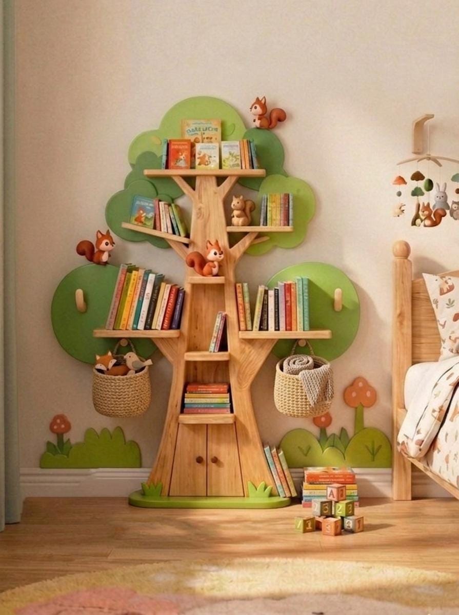 樹木デザインの木製シェルフ 初夏｜ハンドメイド棚 ナチュラルインテリア N-2 Tree shaped bookshelf - Etsy 日本