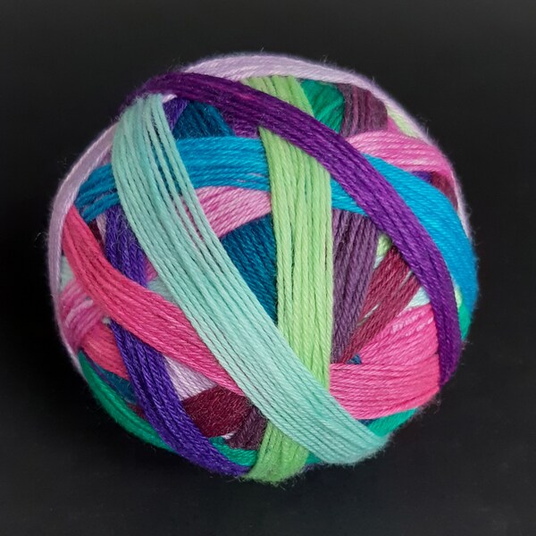 Wildflowers - 12 colour striped sock yarn, merino,  4-ply, 100g ball