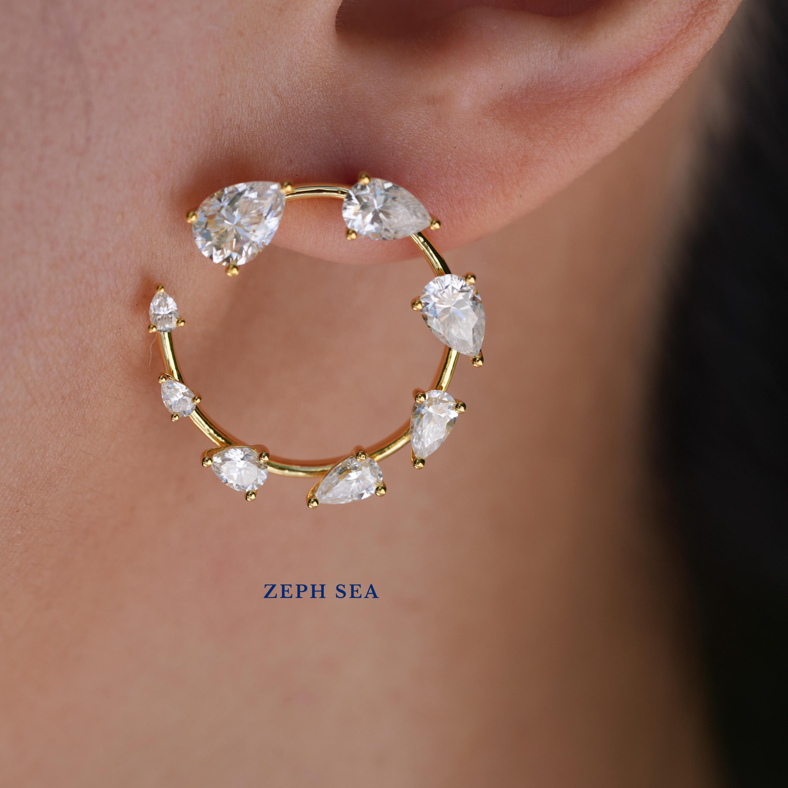 Orecchini pendenti con diamanti e perle, orecchini pendenti in oro da sposa, orecchini da sposa per la sposa, perni in argento sterling