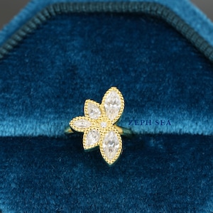 Diamond Earring Cuff, Lotus Earring, 14K Solid Gold, Healing Jewelry, Best Gift