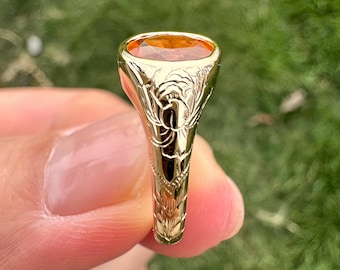 Kundenbestellung --Handgemachte 18K Gold Spessartin Granat Ring