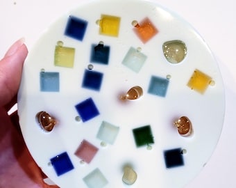 Reusable/Remeltable Picky Pad with Mosaic Tiles and Half-Marbles