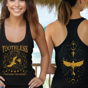 Toothless Racerback Tank Top, Dragon Lover V-Neck Shirt, Fantasy Gift