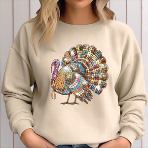 Disco Ball Thanksgiving Turkey Sweatshirt, Thankful Coquette Tee,Thanksgiving Dinner T-shirt With Turkey Design,Family Dinner Turkey Sweater