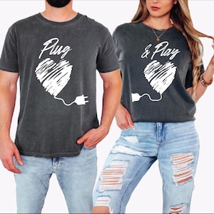 Plug and Play Shirts, Gamer Couple Gift, Funny Matching Valentine Tees, Tech Love