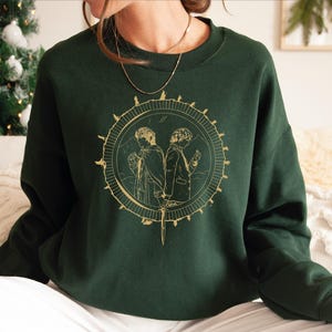 Fantasy Adventure Sweatshirt, Ring Fellowship Journey, Elvish Script Ring Design