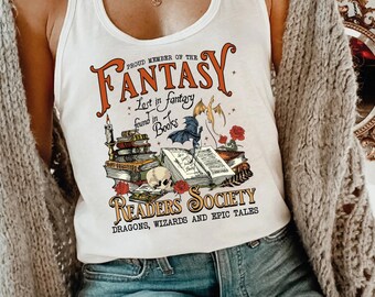 Dragon Book Club Racerback Tank Top: Fantasy Readers Society V-Neck Shirt