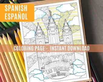 ESPAÑOL - Las familias del Templo de Salt Lake son para siempre - Página para colorear imprimible - La Iglesia de Jesucristo de los Santos de los Últimos Días
