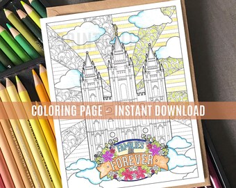 Las familias del Templo de Salt Lake son eternas - Página para colorear imprimible - La Iglesia de Jesucristo de los Santos de los Últimos Días