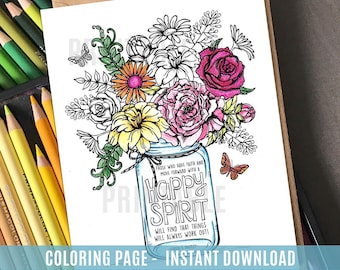 Sigue adelante con un espíritu feliz Cita de Gordon B. Hinckley - Página para colorear imprimible - La Iglesia de Jesucristo de los Santos de los Últimos Días