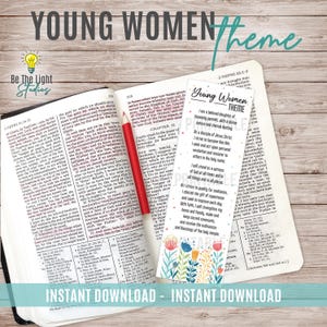 Young Women Theme Bookmark - I Am A Beloved Daughter - Theme for young women of The Church of Jesus Christ of Latter-day Saints