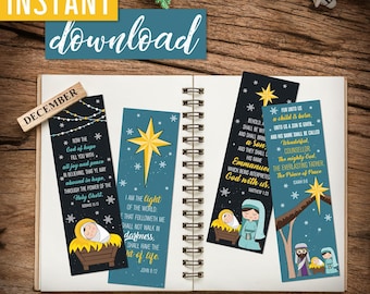 Marcadores imprimibles centrados en la Natividad o Cristo - Descarga instantánea