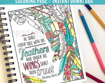 Salmos Bajo sus alas estarás seguro - Página para colorear imprimible - La Iglesia de Jesucristo de los Santos de los Últimos Días