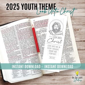 Look Unto Christ 2025 Youth Theme Bookmark - Theme for young women and Young Men of The Church of Jesus Christ of Latter-day Saints